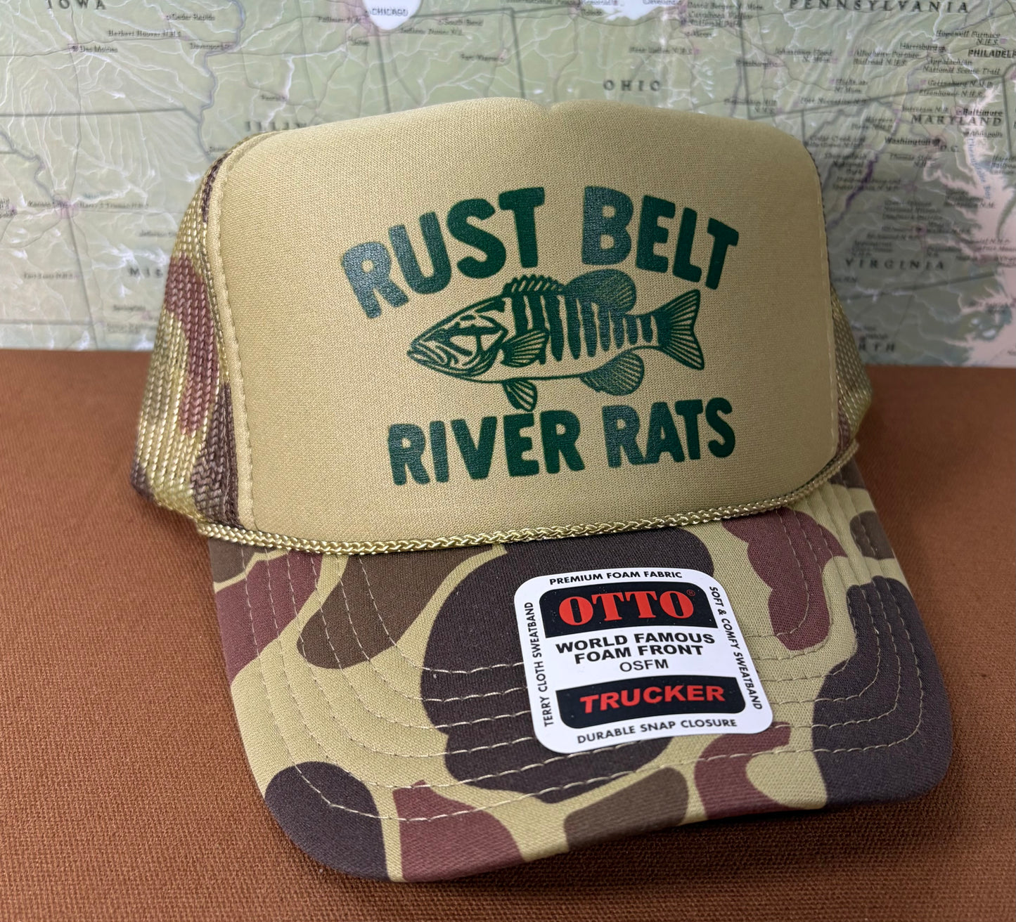 CAMO RIVER RAT TRUCKER HAT