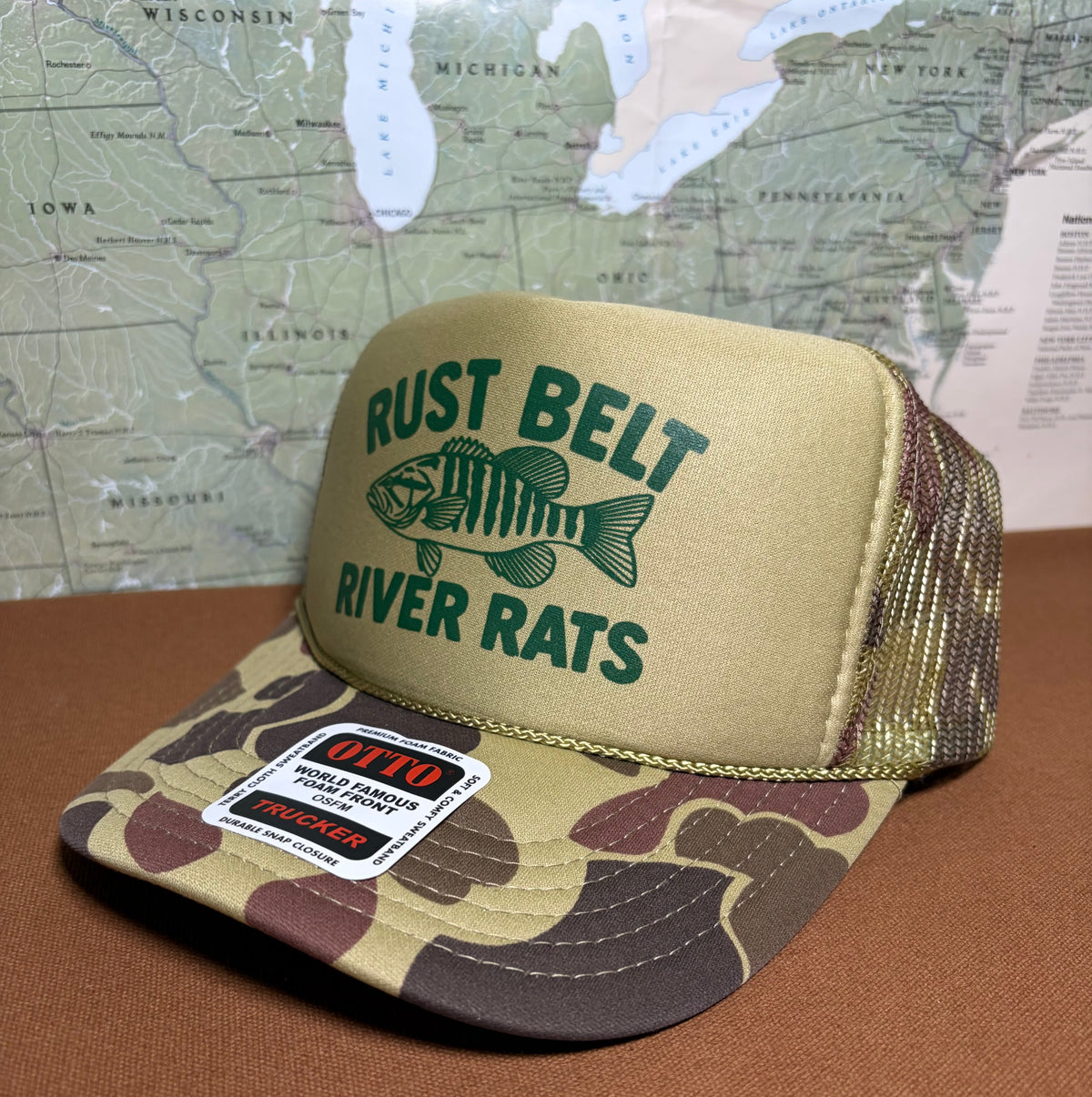 CAMO RIVER RAT TRUCKER HAT
