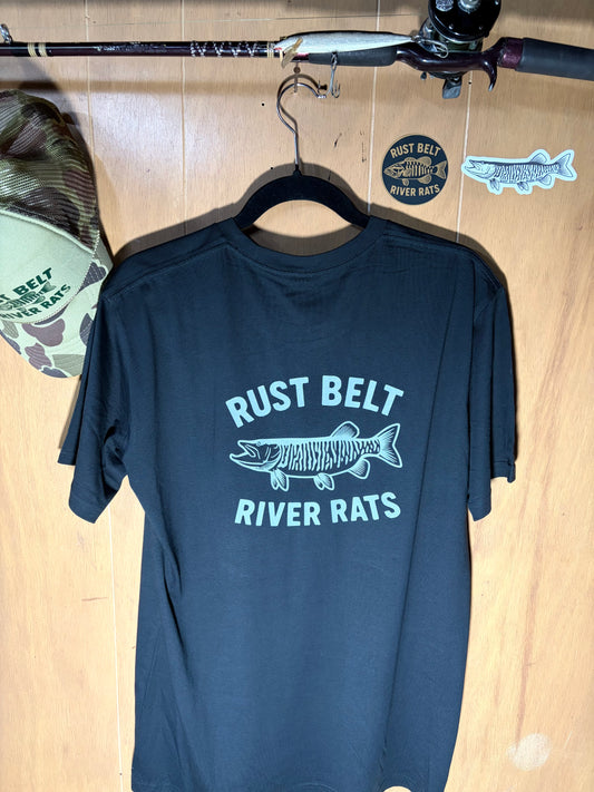 GRAY LOGO Musky River Rat Tee